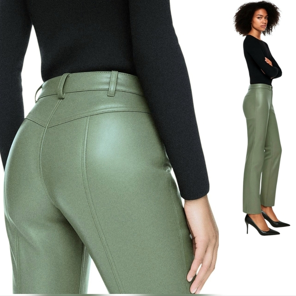 Aritzia Pants - NEW Aritzia Wilfred REBEL pants Bitter Sage Vegan Leather Limited Edition Color